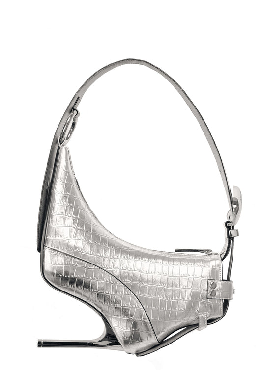 silver high heel shoe purse by SYRO